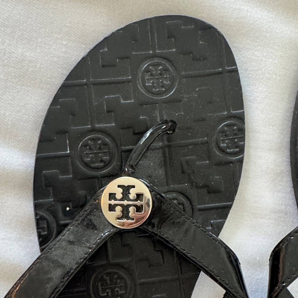 Tory Burch Black Sandals with Logo Accent - Picture 2 of 2
